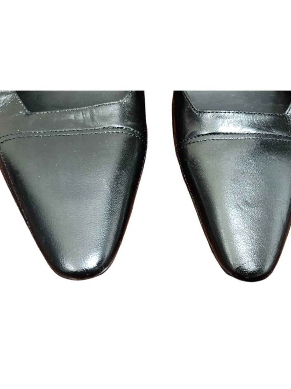 JIL SANDER Black Leather Pumps Gold Metallic Heel Pointed Toe Kitten Heel 38.5